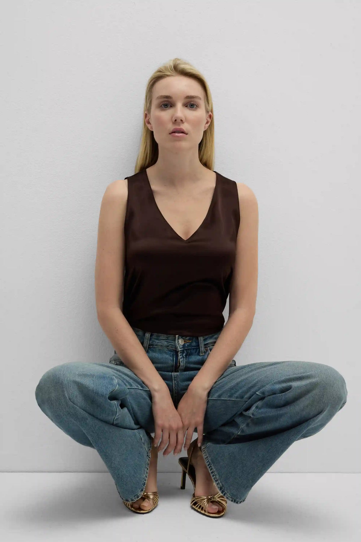 Silk V-Neck Tank Top