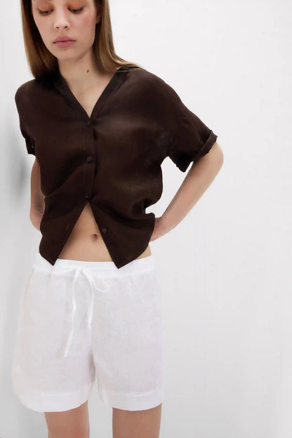 The Pure Linen Shorts in Linen Fabric