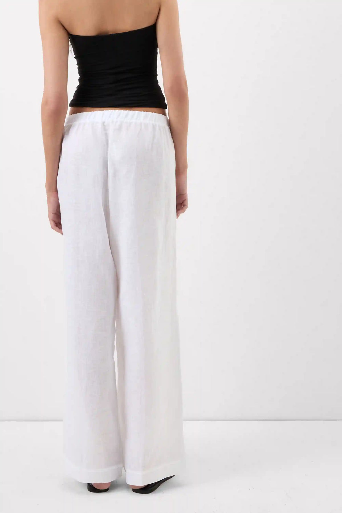 The Pure Linen Full Length Drawstring Pants in Linen Fabric