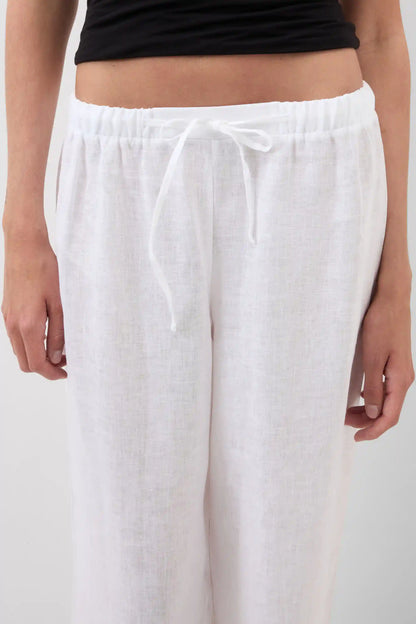 The Pure Linen Full Length Drawstring Pants in Linen Fabric