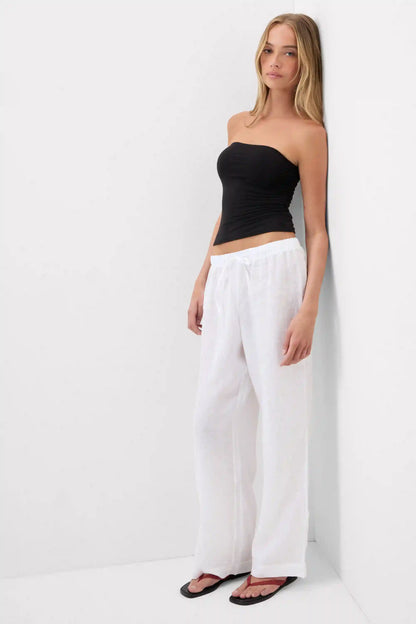 The Pure Linen Full Length Drawstring Pants in Linen Fabric