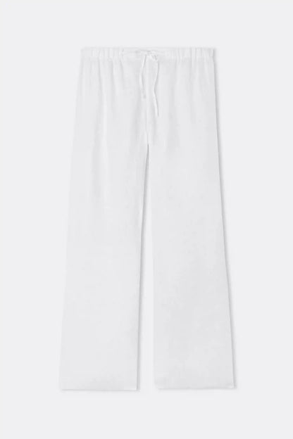 The Pure Linen Full Length Drawstring Pants in Linen Fabric
