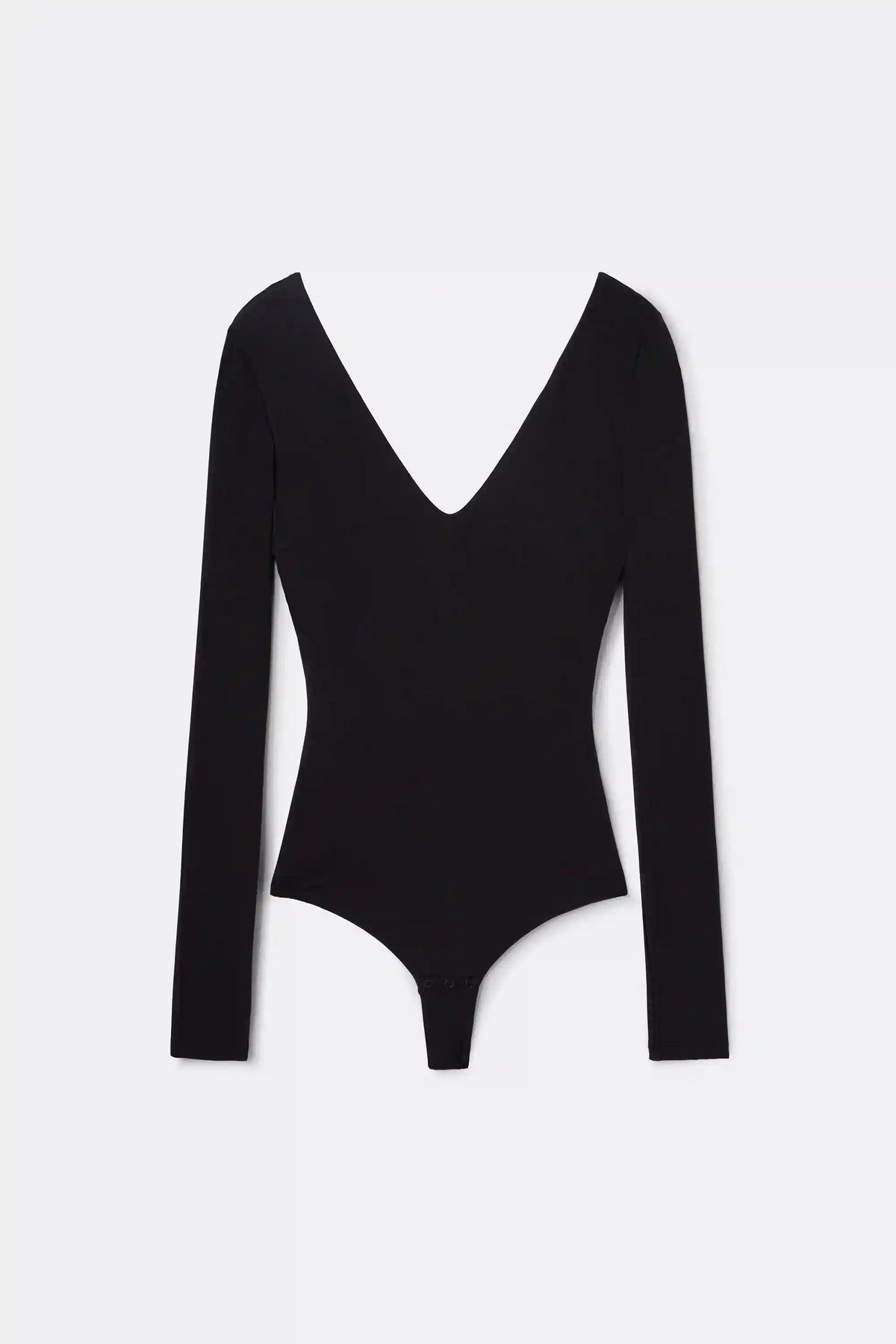 Fresh Bamboo Long Sleeve Bodysuit with Deep V-Neckline