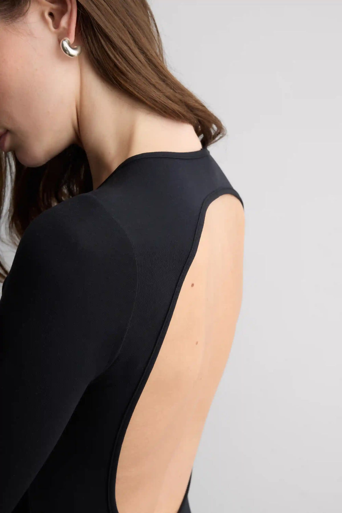 Long Sleeve Essential Modal Bodysuit with Open Back
