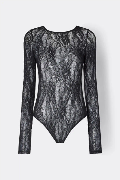 Stretch Lace Long Sleeve Bodysuit