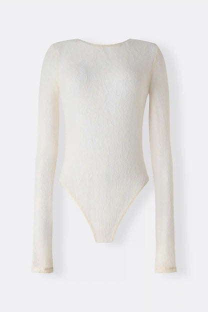 Stretch Lace Long Sleeve Bodysuit