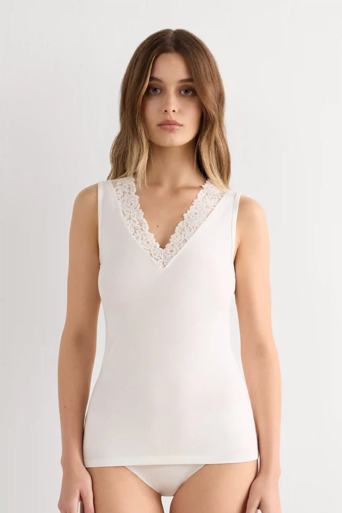 Pretty Flower Modal and Lace Tank Top