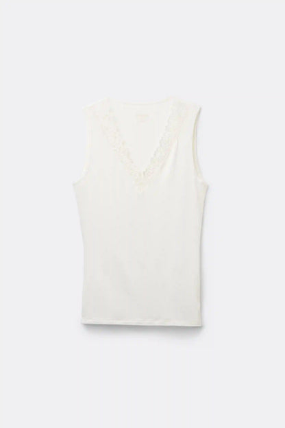 Pretty Flower Modal and Lace Tank Top