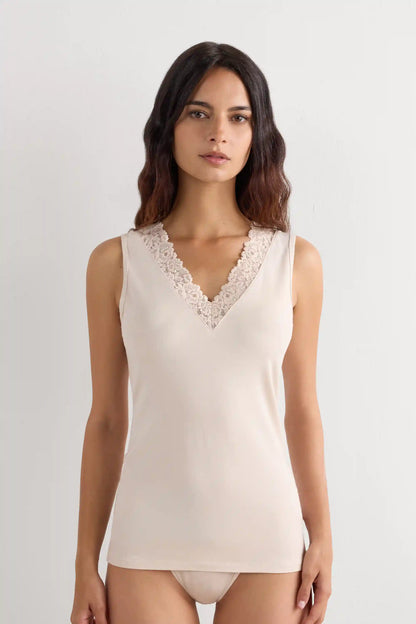 Pretty Flower Modal and Lace Tank Top