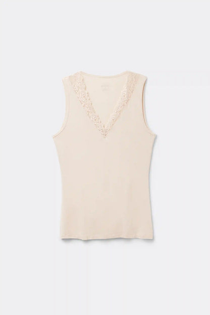 Pretty Flower Modal and Lace Tank Top