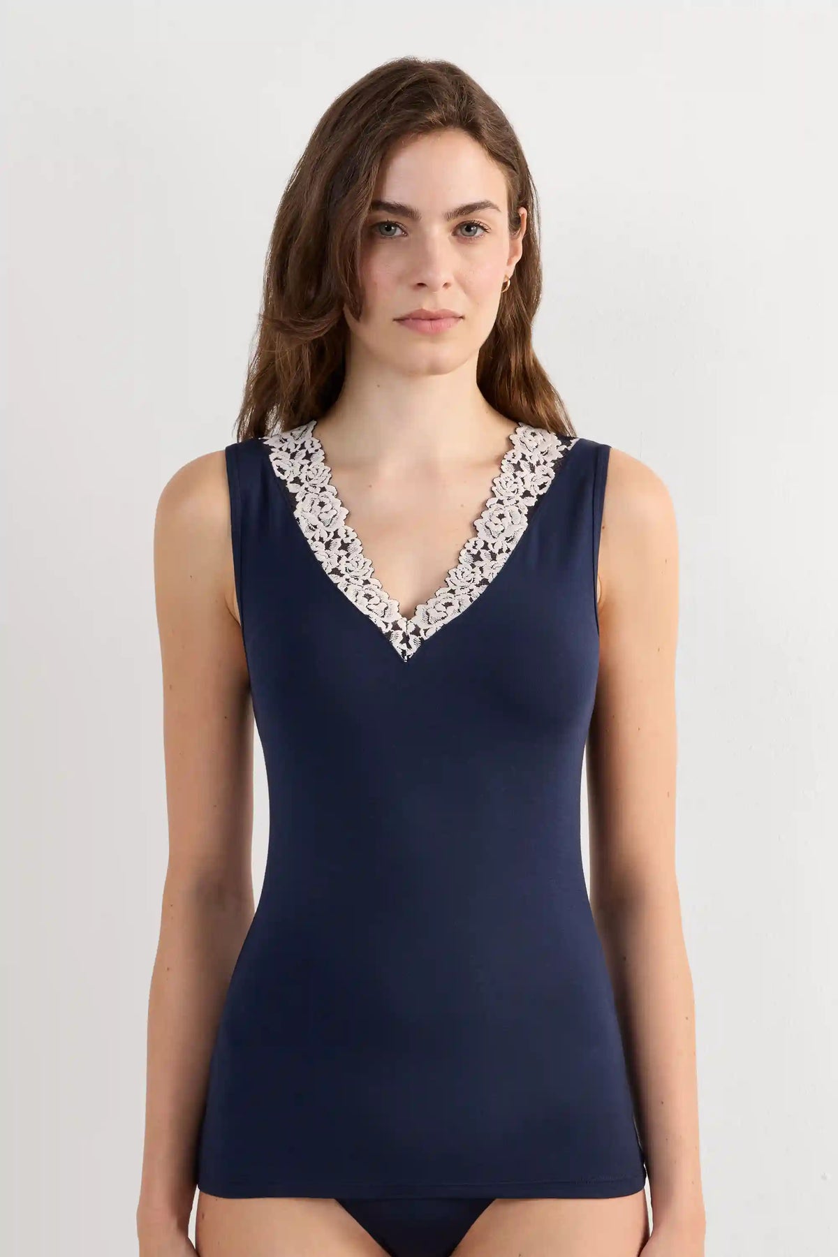 Pretty Flower Modal and Lace Tank Top