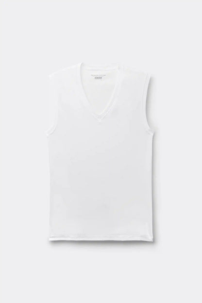 Mercerized Cotton V-Neck Tank Top filo Premium