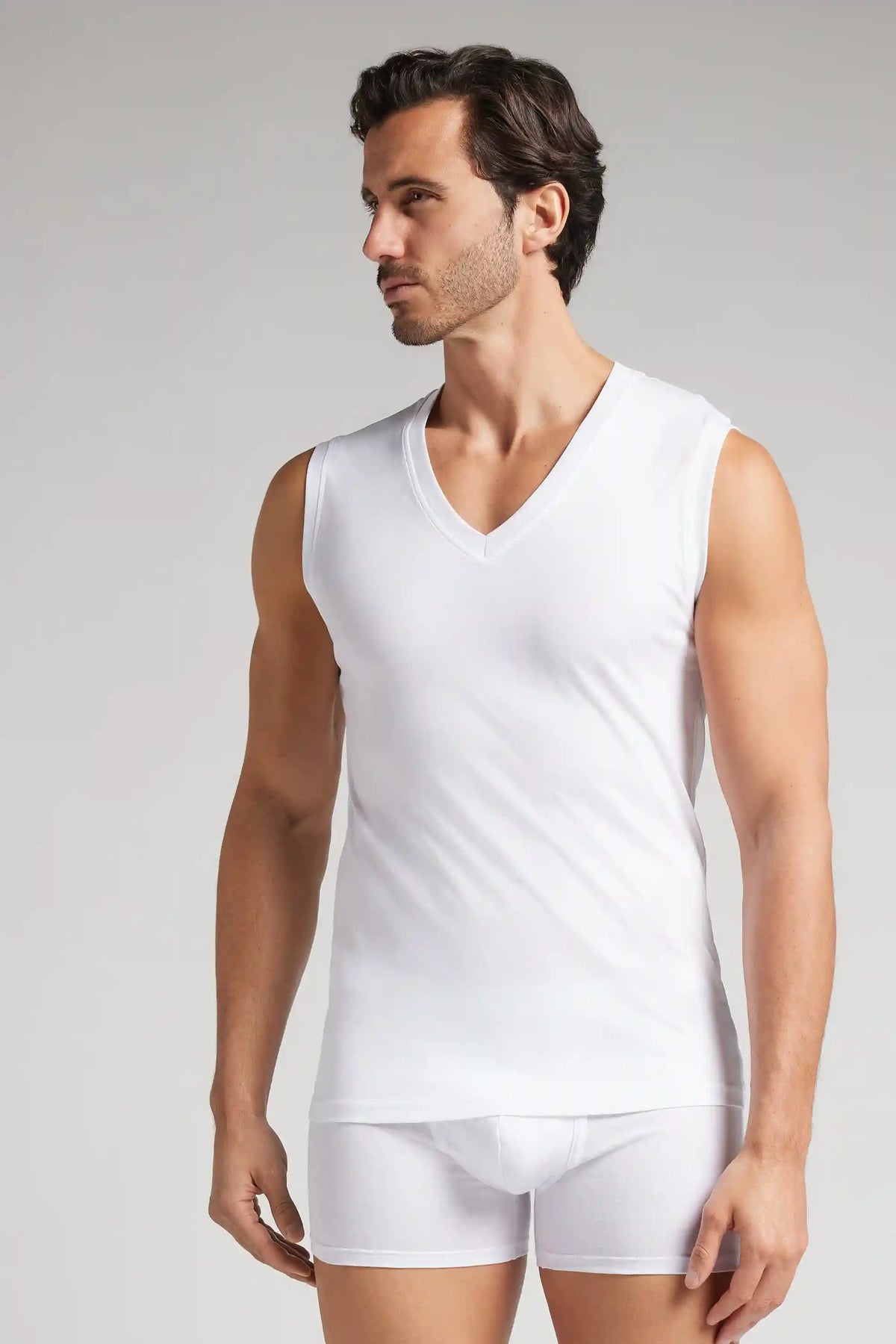 Mercerized Cotton V-Neck Tank Top filo Premium