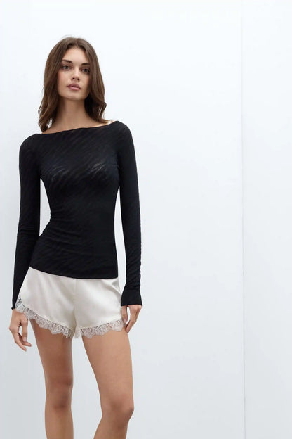 Zebra Print Top in Ultralight with Cashmere