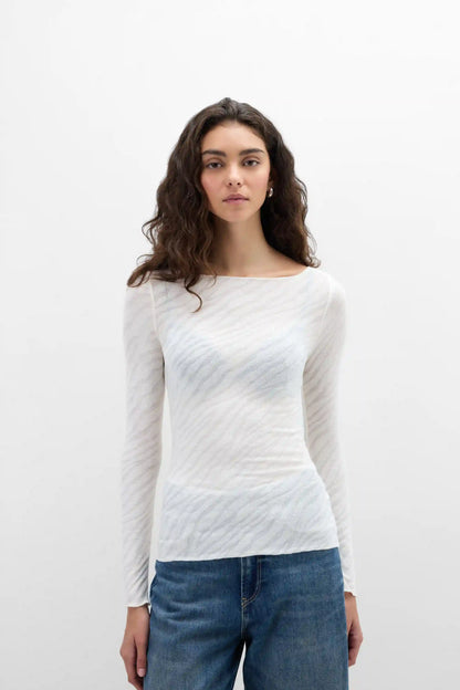 Zebra Print Top in Ultralight with Cashmere