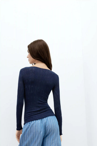 Cable Knit Bateau Neck Top in Ultralight with Cashmere