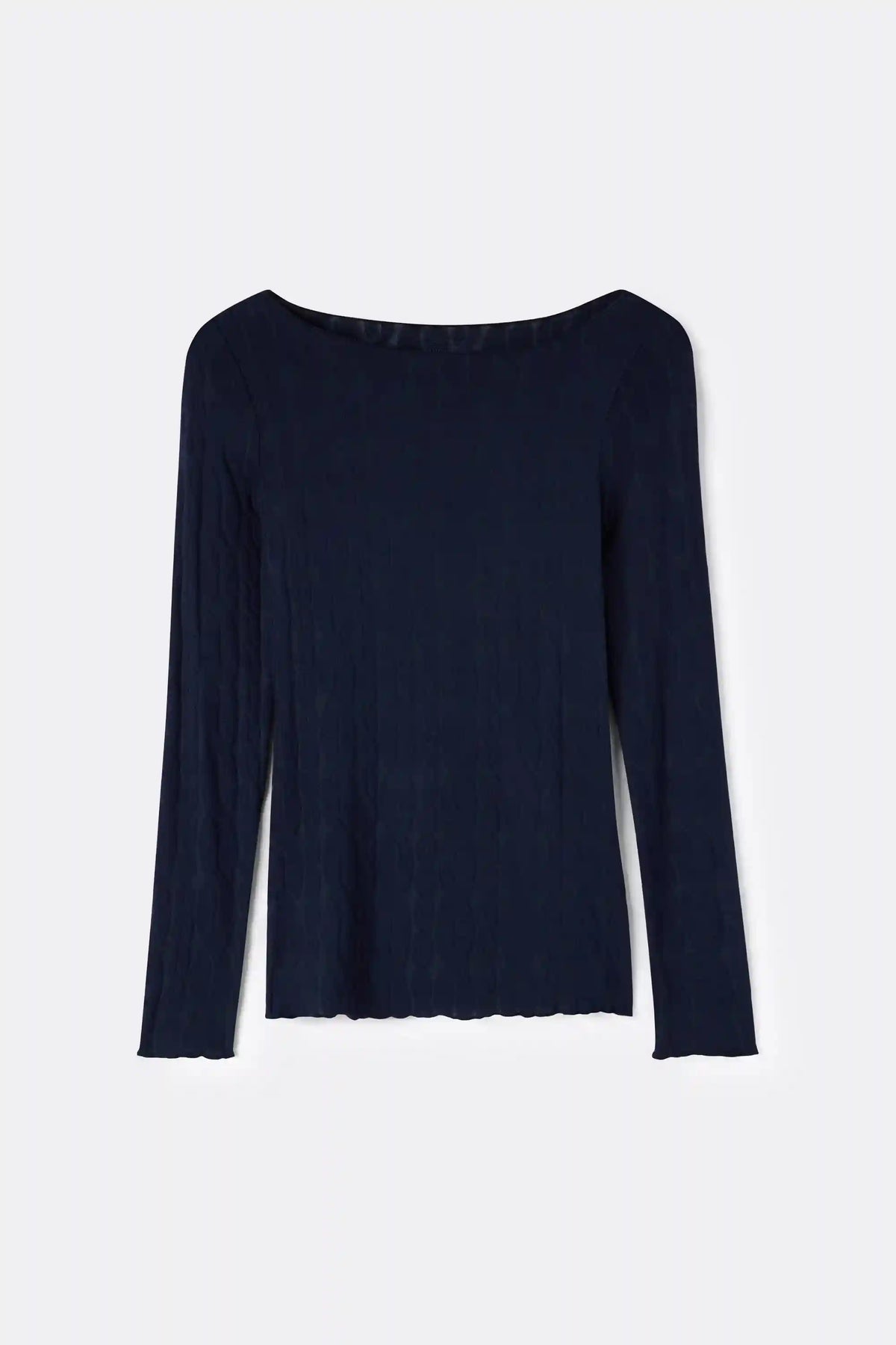 Cable Knit Bateau Neck Top in Ultralight with Cashmere