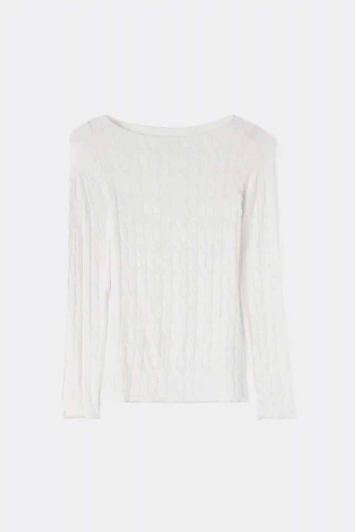 Cable Knit Bateau Neck Top in Ultralight with Cashmere