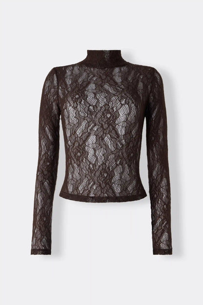 Stretch Lace Long Sleeve Crop Top