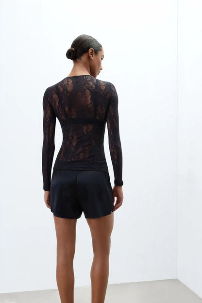Stretch Lace Long Sleeve Top