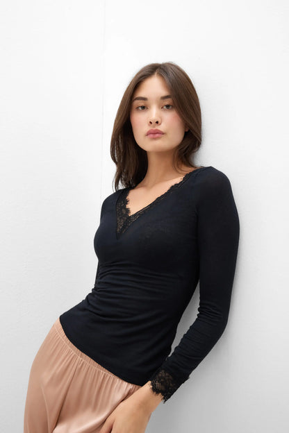 Ultralight Cashmere Lace Long Sleeve Shirt
