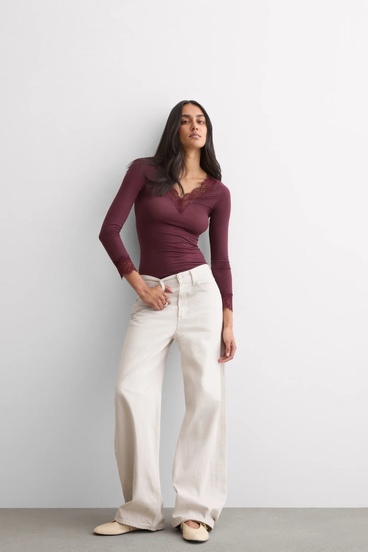 Ultralight Cashmere Lace Long Sleeve Shirt