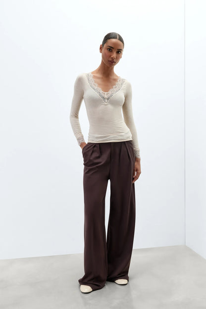 Ultralight Cashmere Lace Long Sleeve Shirt