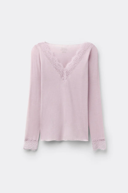 Ultralight Cashmere Lace Long Sleeve Shirt