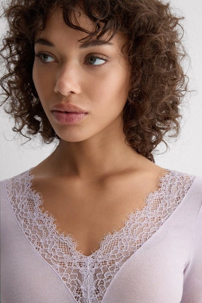 Ultralight Cashmere Lace Long Sleeve Shirt