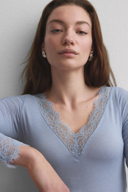 Ultralight Cashmere Lace Long Sleeve Shirt