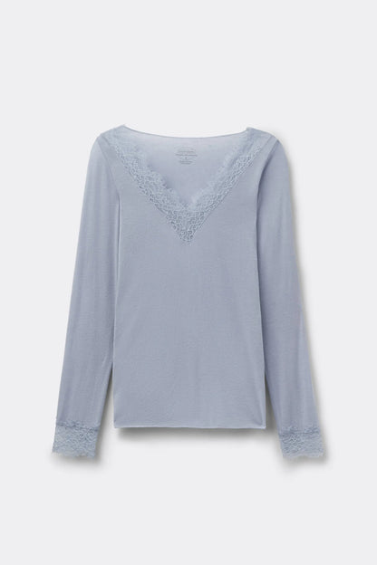 Ultralight Cashmere Lace Long Sleeve Shirt