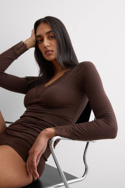 Ultralight Cashmere Lace Long Sleeve Shirt