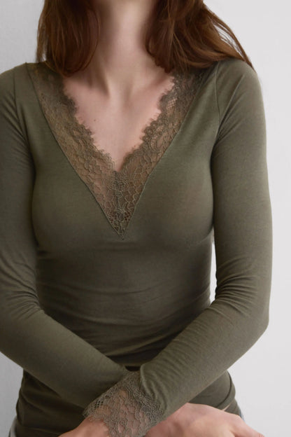 Ultralight Cashmere Lace Long Sleeve Shirt
