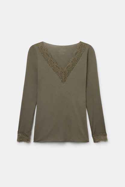 Ultralight Cashmere Lace Long Sleeve Shirt