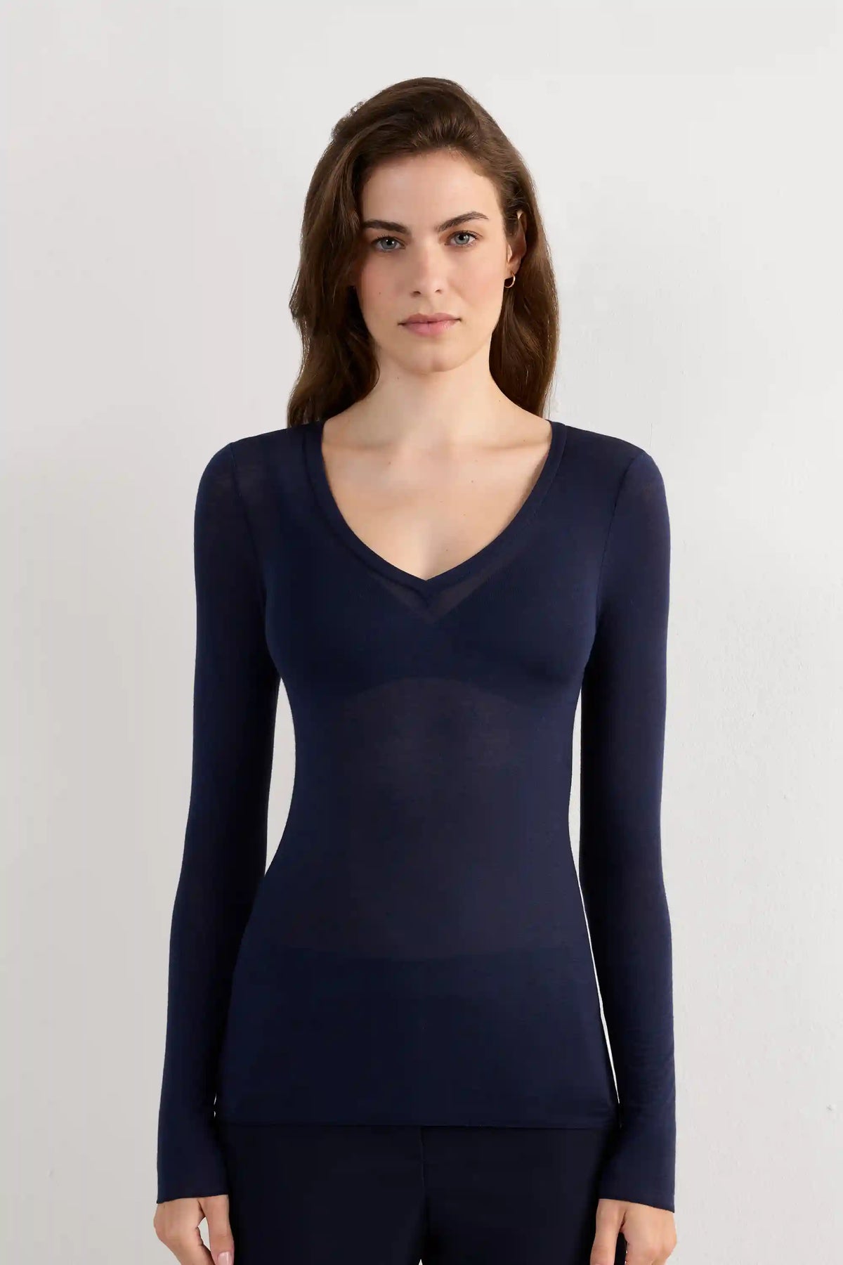 V-neck top in Modal Ultralight with Cashmere