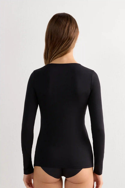 Long Sleeve Scoop Neck Top in Micro-modal
