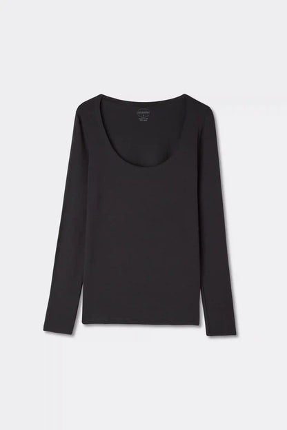 Long Sleeve Scoop Neck Top in Micro-modal