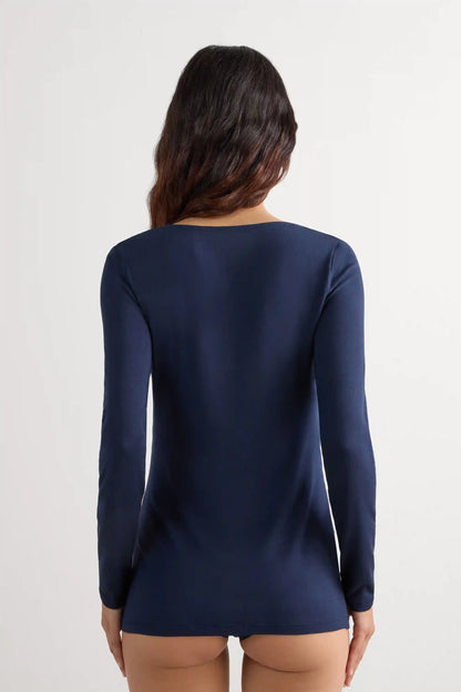 Long Sleeve Scoop Neck Top in Micro-modal