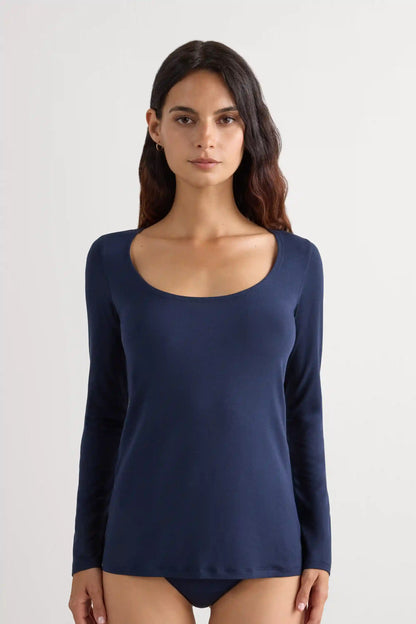 Long Sleeve Scoop Neck Top in Micro-modal