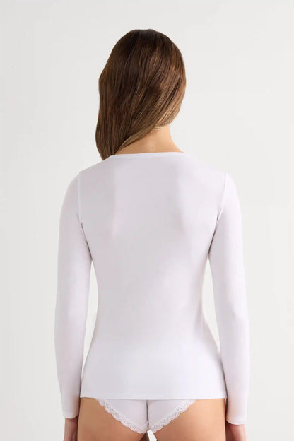 Long Sleeve Scoop Neck Top in Micro-modal