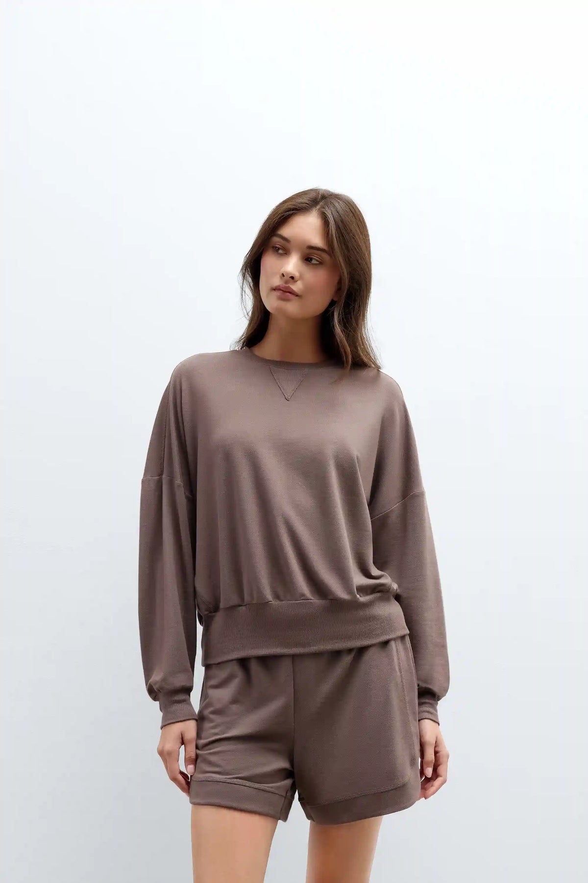 Sporty & Chic Long Sleeve Top in Modal and Cotton