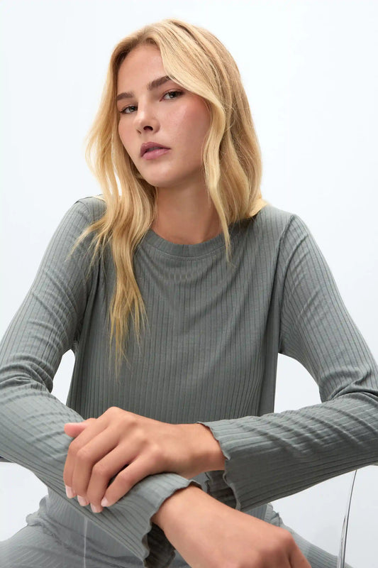 Soft Ribs Long Sleeve Modal Top