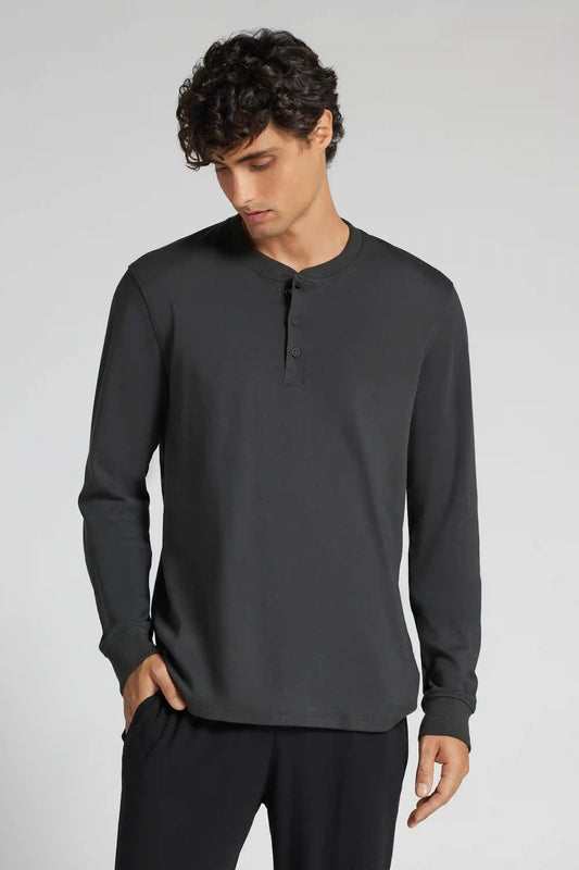 Long Sleeve Henley Shirt in 100% Cotton