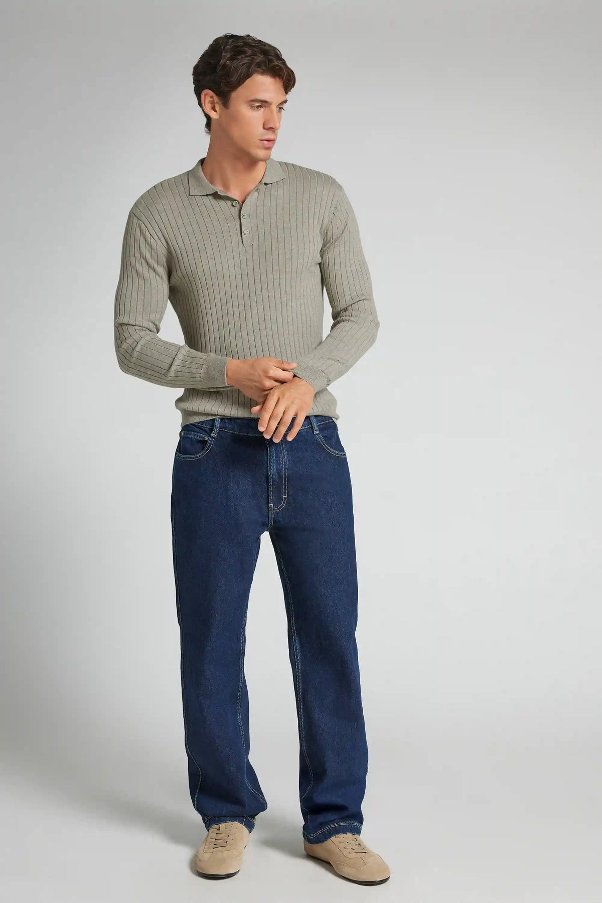 Long Sleeve Ribbed Polo
