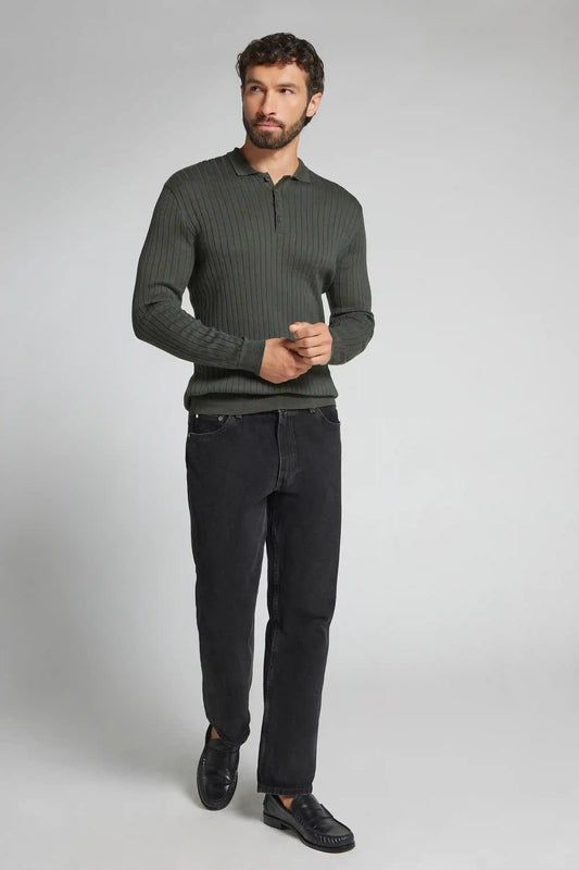 Long Sleeve Ribbed Polo
