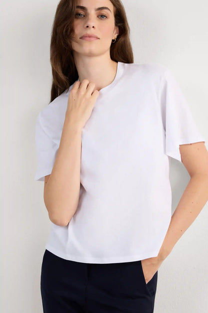 Boxy Fit Short Sleeve Top in Cotton