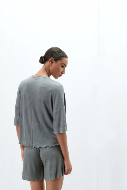 Soft Ribs Short Sleeve Modal Top