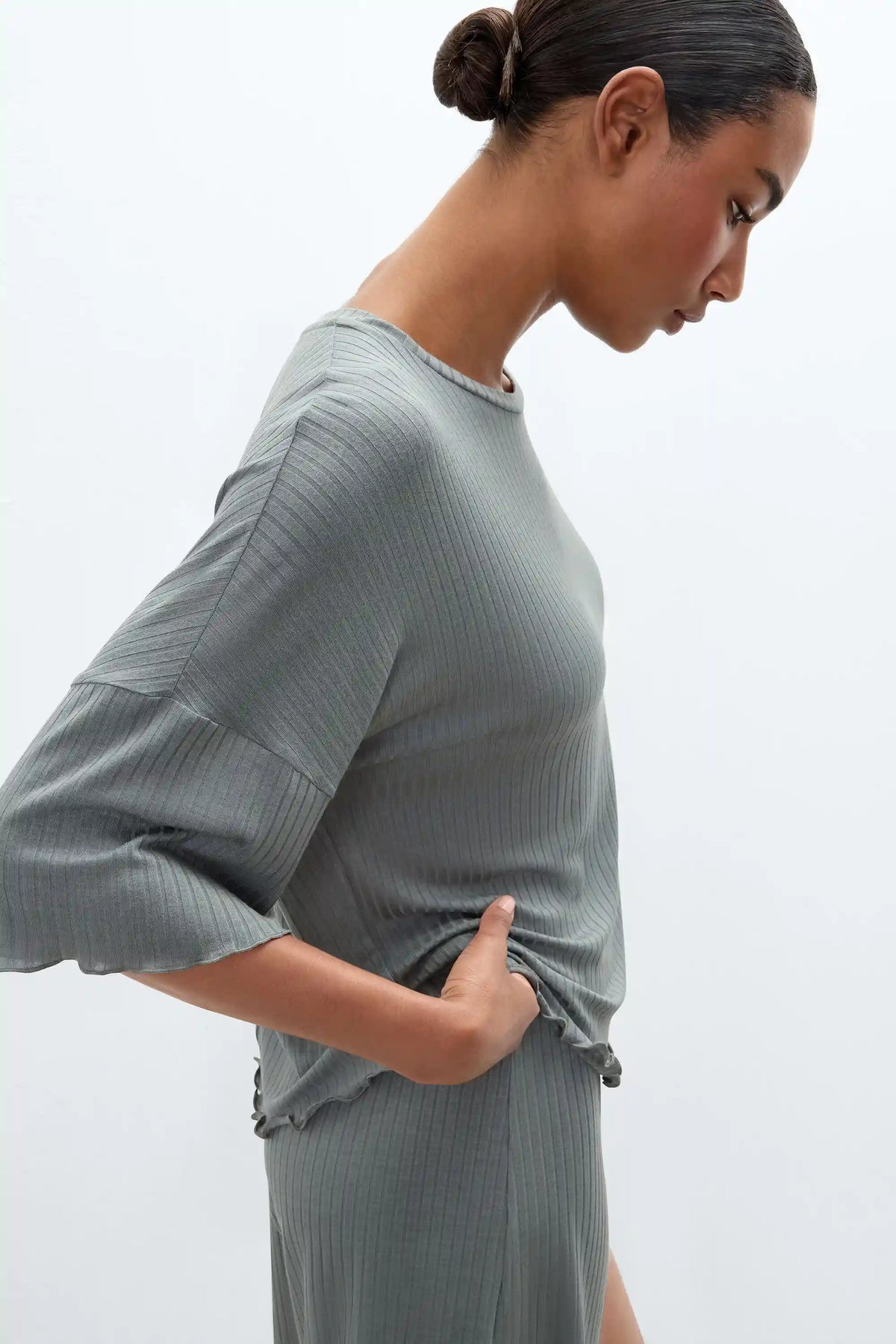 Soft Ribs Short Sleeve Modal Top