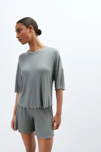 Soft Ribs Short Sleeve Modal Top