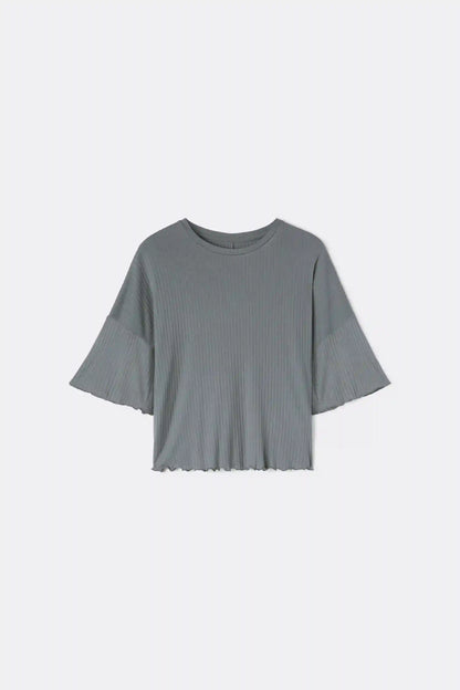 Soft Ribs Short Sleeve Modal Top